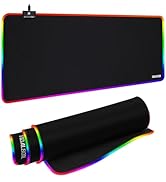 TIDALSOIL RGB Large Gaming Mouse Pad, 31.5x11.8x0.11inch, Adjustable LED Light, 12 Light Modes: 4...