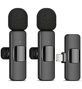 HUACAM 2Pcs Lavalier Wireless Microphone for iPhone,Mini Microphone for Recording, Live Streaming...