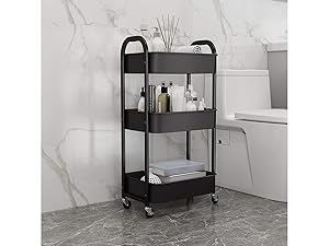 3-Tier Rolling Utility Cart with Caster Wheels(Black)