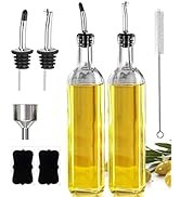 Leaflai Olive Oil Dispenser Bottle, 2 Pcs Glass Olive Oil Dispenser and Vinegar Dispenser Set wit...