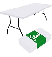 Smiry 3 Pack Rectangle Table Cloth, Elastic Fitted Flannel Backed Vinyl Tablecloths for 6ft Foldi...