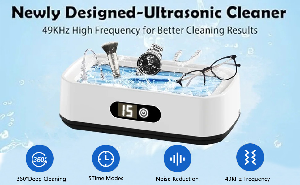 Ultrasonic Jewelry Cleaner, 48KHz Ultrasonic Cleaner Machine for Jewelry