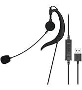 Xintronics Wired USB Earbuds with Boom Mic, Single-Side USB Headphones with Wrap-Around Ear Hooks...