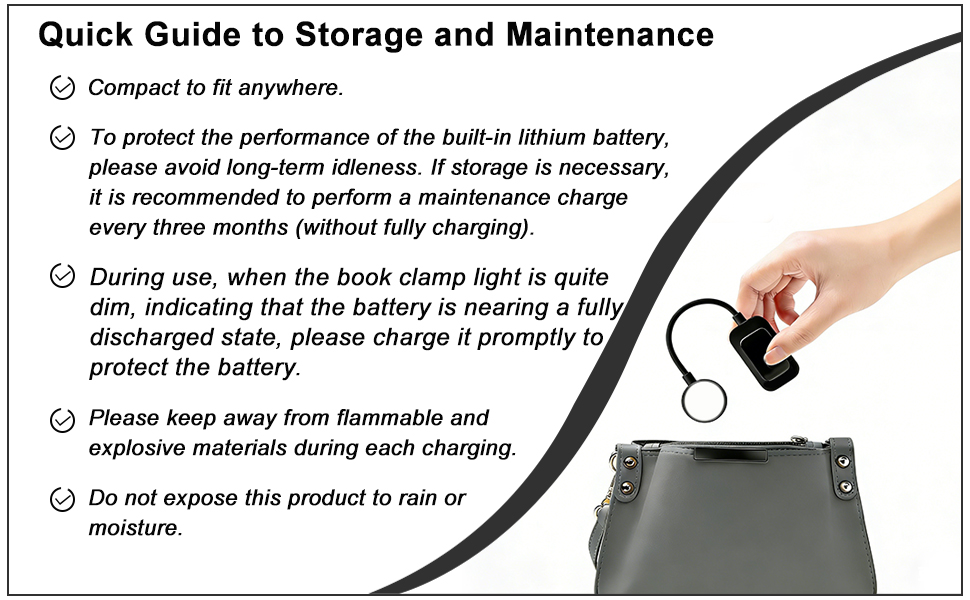 Quick Guide for Storage and Maintenance of Reading Lights