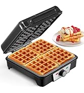 Reemix 4-Slice Belgian Mini Waffle Maker, 3 Browning Levels with Nonstick Square Waffler Iron Pla...