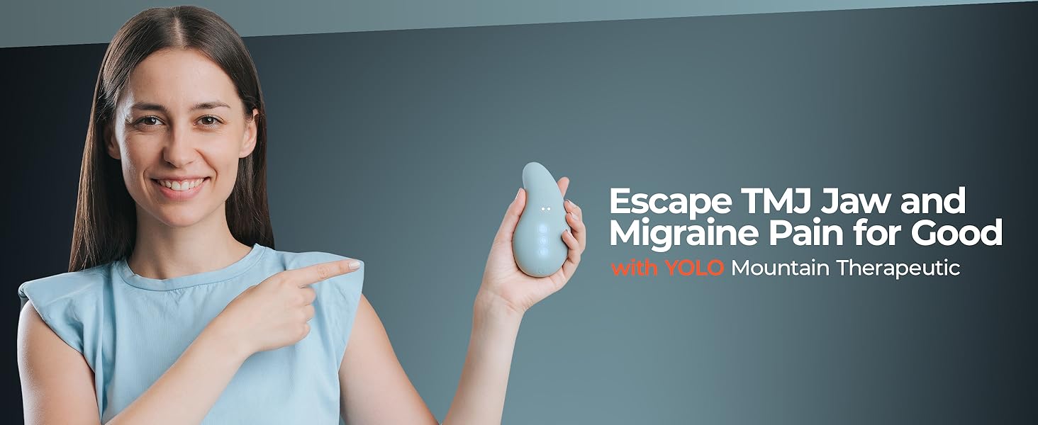 a person smiling and holding the headache relief product to the camera