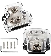 NuIth 2PCS 3 Way Zine-Alloy Power Distribution Block, 0/2/4 Gauge in 4/8 Gauge Out Auto Car Audio...