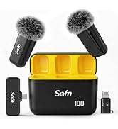 Sofn Wireless Microphone for iPhone &amp; Android, Dual Lapel Mini Microphone | 24H Charging Case,Lav...