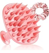 Azosowo Scalp Massager Shampoo Brush with Satin Scrunchie, Ultrasoft Silicone Scalp Scrubber for ...