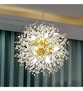 Vikaey Modern Dandelion Firework Chandelier, Gold Bathroom Chandelier, Crystal Hanging Pendant Li...