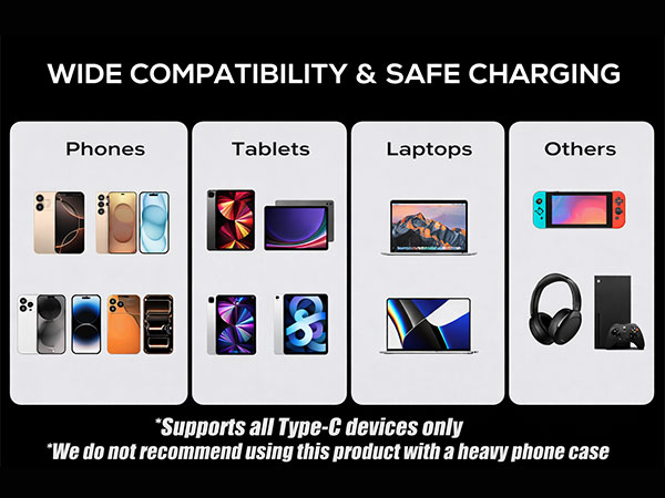 WIDE COMPATIBILITY &amp; SAFE CHARGING