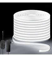 Lucienstar Neon Rope Lights 32.8ft, 6000K White Dimmable LED Strip Lights, 24V Flexible Cuttable ...