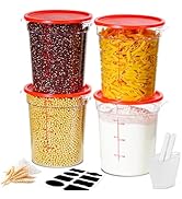4QT NSF Round Food Storage Containers with Lids: 4 PCS [Total Food Grade][Hot&amp;Cold Resistant] Dou...