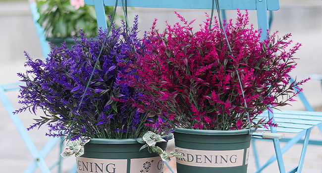  Outdoor Artificial Fake Flowers UV Resistant No Fade Faux Plastic Shrubs Plants for Garden