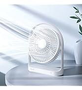 JISULIFE Desk Fan, Small Portable Battery Operated Desktop and 4000mAh USB Rechargeable Electric ...