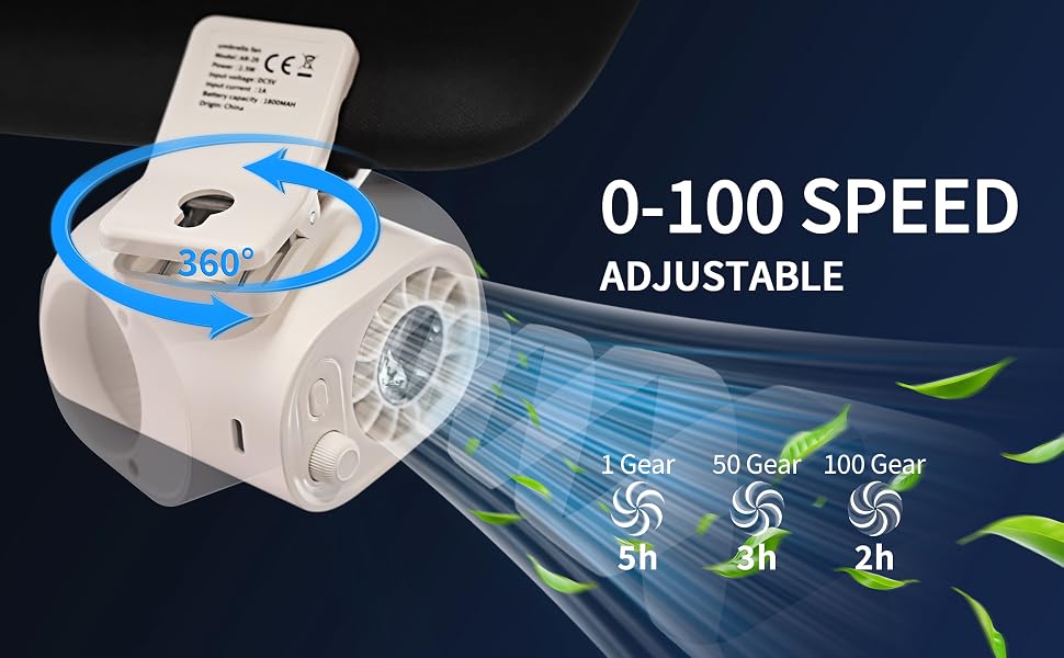 360 degree rotation rotatable car fan clip on fan 100 speed adjustable