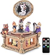 Mr.Winder Cat Music Box Wife Gift, Upgraded Remote Control Vintage Cat Phonograph with Light Musi...