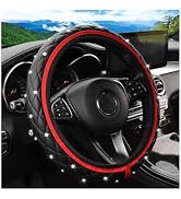 KHGUZ Bling Car Steering Wheel Cover, Non-Slip Elastic Stretch Leather Auto Steering Wheel Protec...