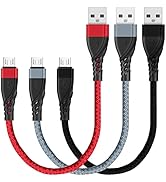 SUMPK Micro USB Cable 1FT[3Pack], Short USB to Micro Braided USB 2.0 Fast Charging and Data Sync ...