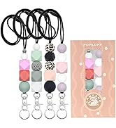 POPLOPP 4PCS Cute Lanyards for Id Badges and Keys for Women Teacher,Silicone Beaded Breakaway Lan...