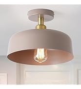 Modern Semi Flush Mount Ceiling Light Fixture,11.8" Brass Accent Ceiling Mounted Light with Brown...