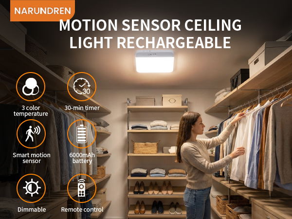 rechargable motion sensor ceiling lights