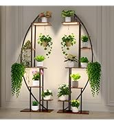 VEVOR Plant Stand Indoor with Grow Lights, 63 in Tall 6-Tiered Lighted Plant Shelf, 2 Pack Metal ...
