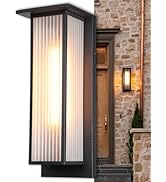 LEONLITE 20 Inch Extra Large Outdoor Wall Lights, Modern Asian Style Wall Lantern, Max 60W E26 Ba...