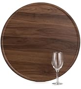 Hanobe Large Ottoman Serving Tray: Round Wooden Trays 18" Contemporary Decorative Coffee Table Tr...