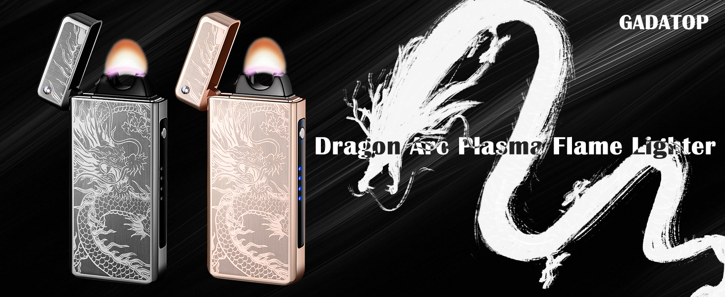 GADATOP Dragon Lighter, Arc Plasma Flame Lighter USB Rechargeable Windproof Electric Lighter Candle