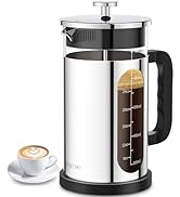 French Press Coffee Maker, 304 Stainless Steel Cold Brew Coffee Maker with 4 Filter, Heat Resista...