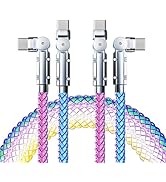 Light up USB-C Cable 2 Pack 5ft USB C to USB C Cable Multicolored RGB Colorful Gradual Type C to ...
