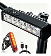 Super Bright Bike Lights for Night Riding 5000 Lumens, Dual-Row Bike Headlight, USB Rechargeable ...