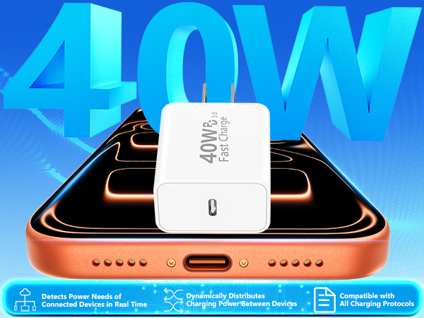 MFi Certified 2Pack 40W Dynamic Power Adapter USB C Charger Block Type C Wall Charger for iPhone 17