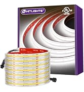 Outdoor COB LED Strip Lights Waterproof White 5000K, 16.4ft IP67 24V Tape Light High Density, 256...