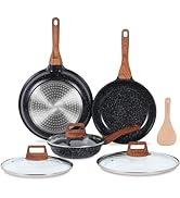 ESLITE LIFE Nonstick Ceramic Frying Pans Skillets Set with Lids, Non-Toxic Egg Omelette Kitchen C...