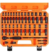 HORUSDY 1/4" Drive Impact Socket Set, 56-Piece Standard SAE (5/32 to 9/16 inch) and Metric (4-15m...