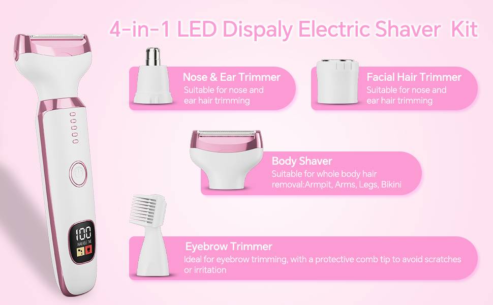 Hair Remover for Nose Hair Face Eyebrow Arms Legs Armpit Underarm Pubic Area Electric Grooming