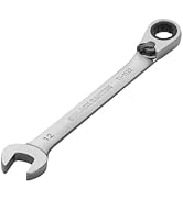 BLACK CANYON 12 mm Ratchet Combination Wrench, 12-Point Box End &amp; Hex Opening, Polished Steel Rat...
