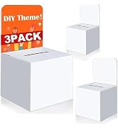 VOISEN 3 Pcs Ballot Boxes Suggestion Boxes Donation Box for Fundraising, Cardboard Raffle Box wit...