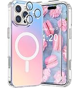 WATEFULL for iPhone 16 Pro Max MagSafe Case Iridescent Holographic Color Change, Fluorescent Matt...