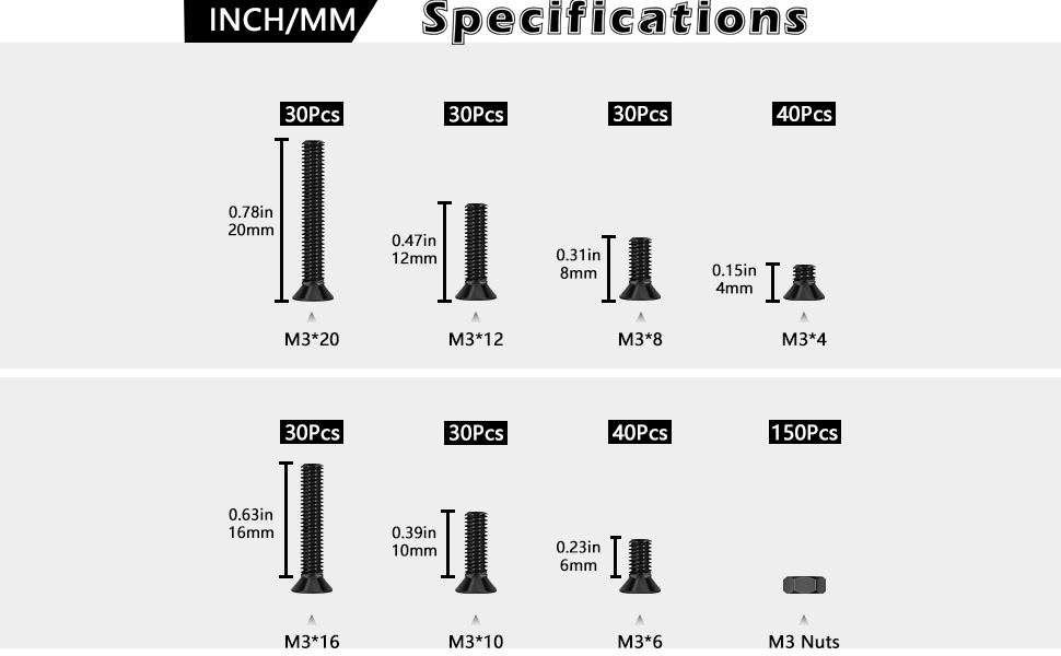 Black Flat Head Machine Screws