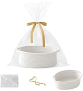 HZFTJOY Gift Basket with Gift Bag and Ribbons,Small Rope Woven Shelf Storage,Baskets for Gifts Em...