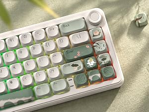 dagaladoo PBT Keyboard Keycaps, Beige/Green MOA keycaps,Spring Tea