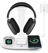 Headphone Stand with 15w Wireless Charger, Suguder 4 in 1 Charging Station Headset Holder for Air...