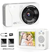 Digital Camera, 4K 64MP, 18X Zoom, Point and Shoot Digital Camera with 64GB SD Card &amp; 2 Batteries...