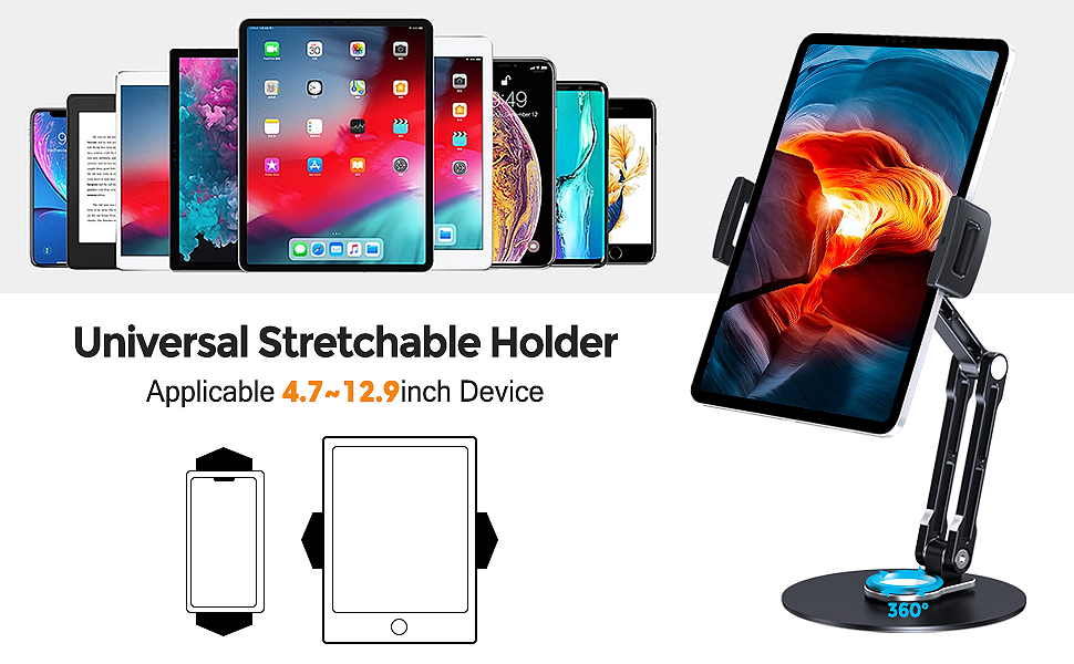 tablet stand holder iPad adjustable 360 rotating base desk aluminum tablet stand iPad air mini pro