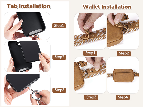 clip and go phone strap crossbody with wallet phone lanyard cross body wrist wristlet pouch purse