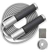 BURNCALO Weighted Jump Rope for Men, Women (1.5LB) - Alloy Steel Handles, Speed Skipping Rope, Gy...