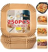 Air Fryer Liners Disposable, 250pcs Non-stick Disposable Airfryer Liners, 8 Inch Unbleached Parch...